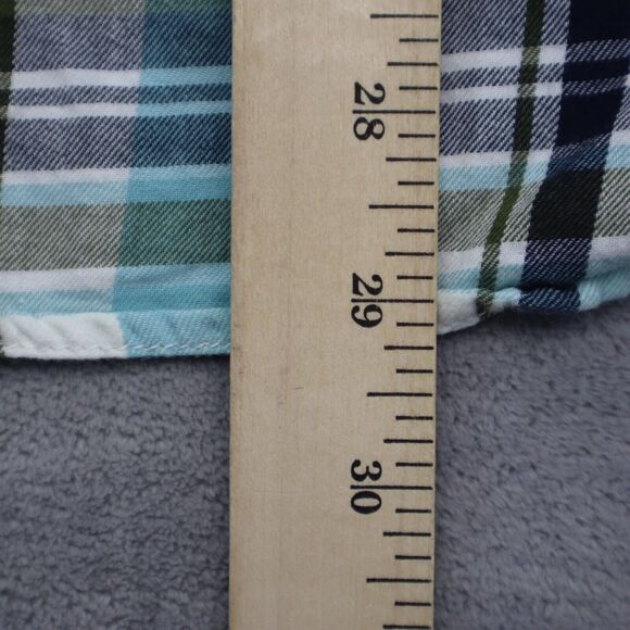 Old Navy Shirt Mens M Blue Green Plaid Pearl Snap Western Fit Button Up Dress - Picture 4 of 16